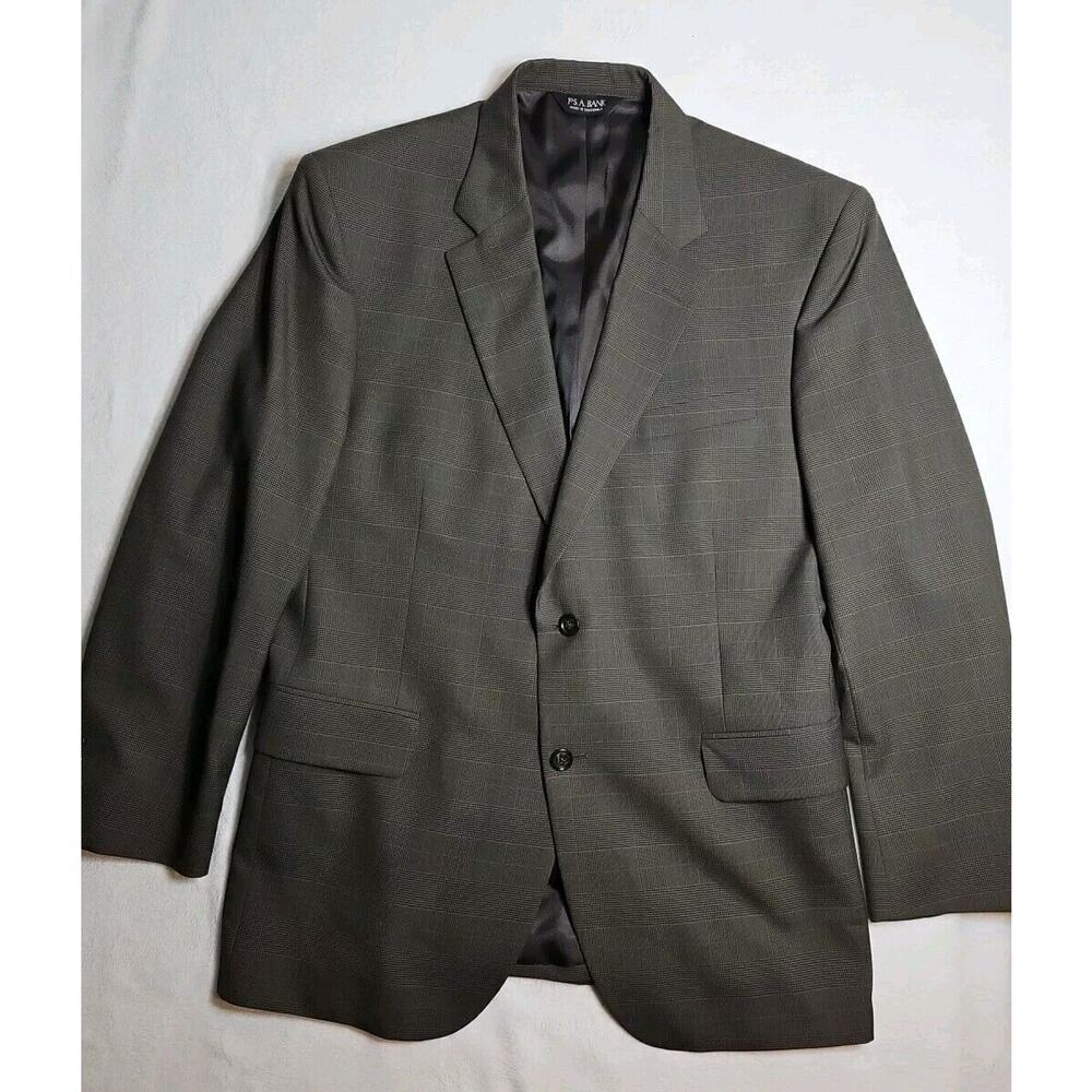 Jos. A. Bank Blazer Mens 42R Brown Wool Plaid Sport Coat Jacket 2 Button